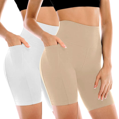 2 Pack Womens Biker Shorts with Pockets