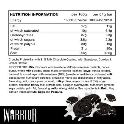 Warrior Crunch - High Protein Bars - 20g Protein Each Bar - Low Carb, Low Sugar Snack - 12 Pack x 64g (Variety Pack)