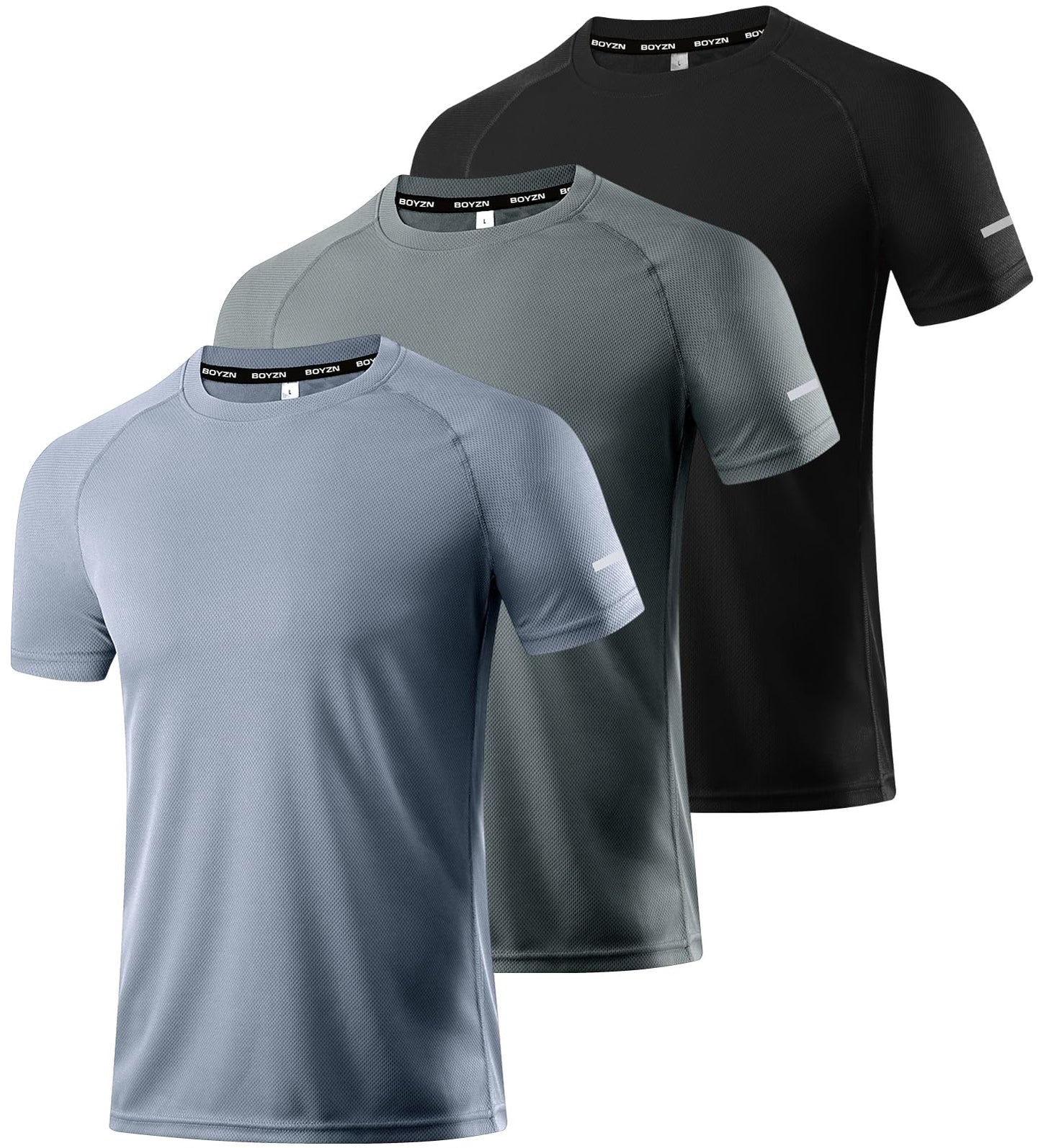 Boyzn 1, 3 or 5 Pack Men's Workout Running Shirts, Dry Fit Moisture Wicking T-Shirts, Sports Gym Athletic Short Sleeve Shirts