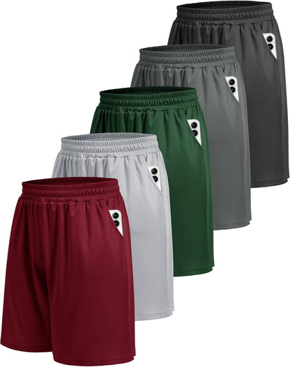 5 Pack Athletic Gym Mens Shorts