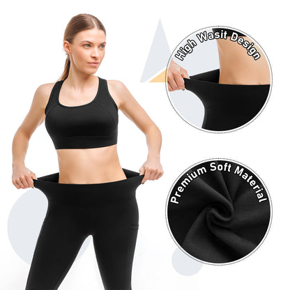 Leafigure 2-Pack High Waist Gym Leggings with Pockets for Women