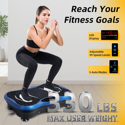 EVOLAND Vibration Plate Exercise Machine, Vibration Fitness Trainer with Bluetooth Speaker, 5 Program Modes, 2 Resistance Bands, Home Exercise Equipment for Fitness Body Toning