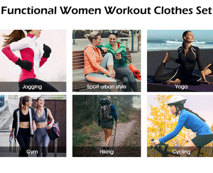 Women's 5pcs Yoga Suit Ladies Workout Outfit Sportsuits Running Jogging Gym Sweatsuit Women's Activewear Sets Sport Yoga Fitness Clothing