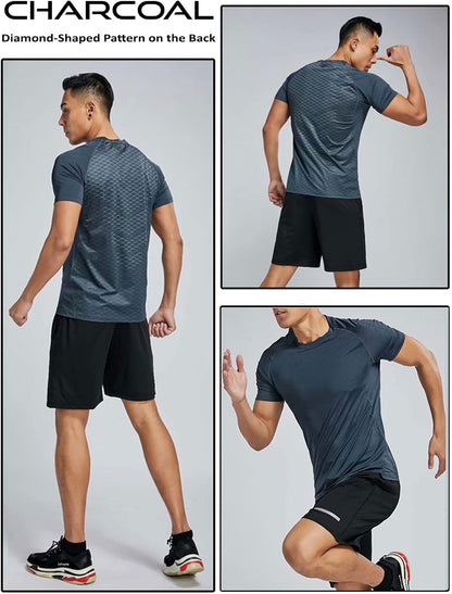 Liberty Imports 5 Pack Men’s Active Quick Dry Crew Neck T Shirts | Athletic Running Gym Workout Short Sleeve Tee Tops Bulk