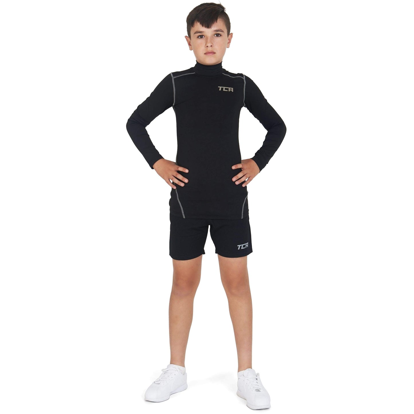 TCA Boys' Pro Performance Compression Base Layer Long Sleeve Top - Mock Neck