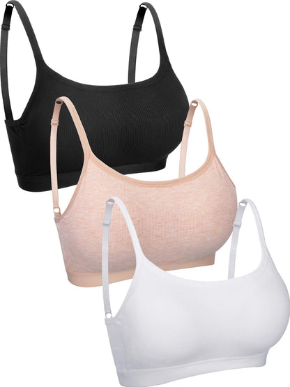 Boao 3 Pieces Mini Camisole Bra Padded Brassiere Tank Top Brassiere Women Sports Bra with Straps