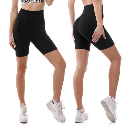 SINOPHANT High Waisted Cycling Shorts Women - Tummy Control Buttery Soft Biker Yoga Running Gym Black Workout Athletic Shorts