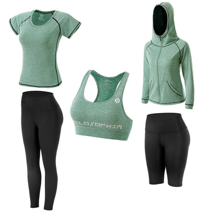 Women's 5pcs Yoga Suit Ladies Workout Outfit Sportsuits Running Jogging Gym Sweatsuit Women's Activewear Sets Sport Yoga Fitness Clothing