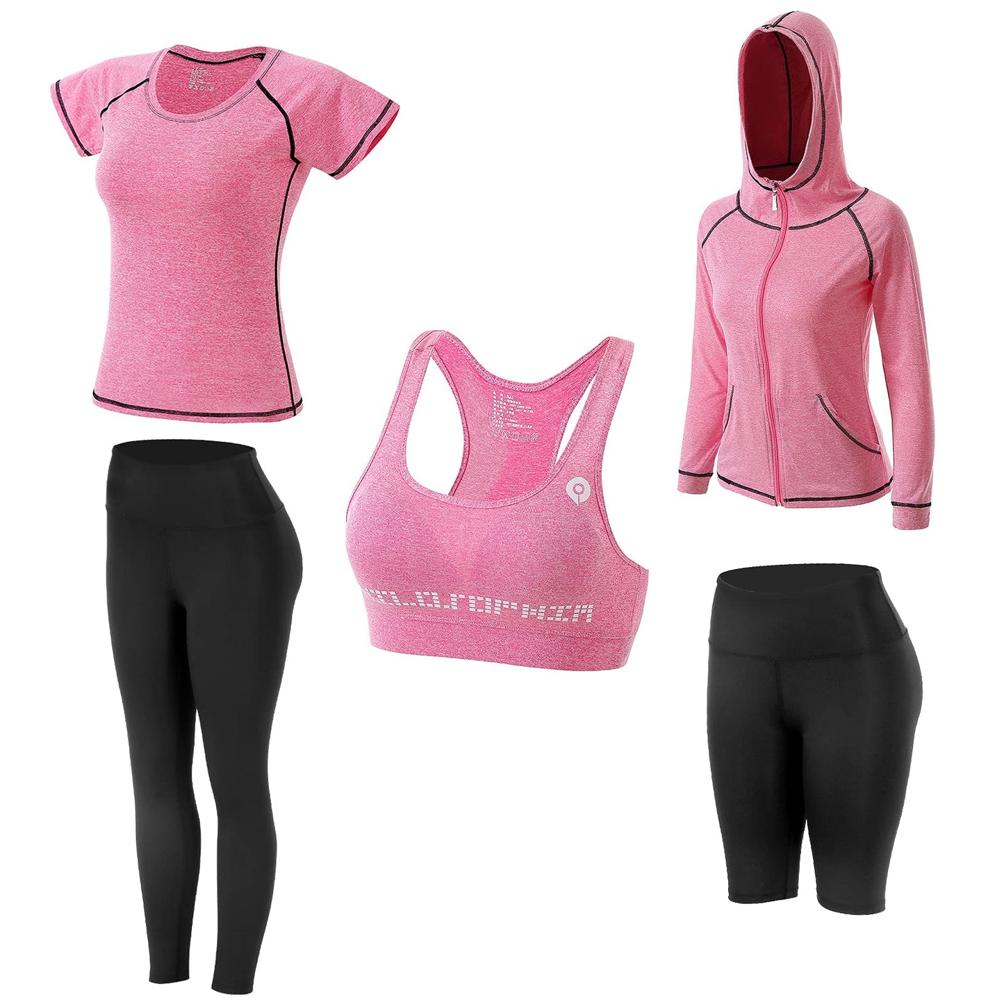 Women's 5pcs Yoga Suit Ladies Workout Outfit Sportsuits Running Jogging Gym Sweatsuit Women's Activewear Sets Sport Yoga Fitness Clothing