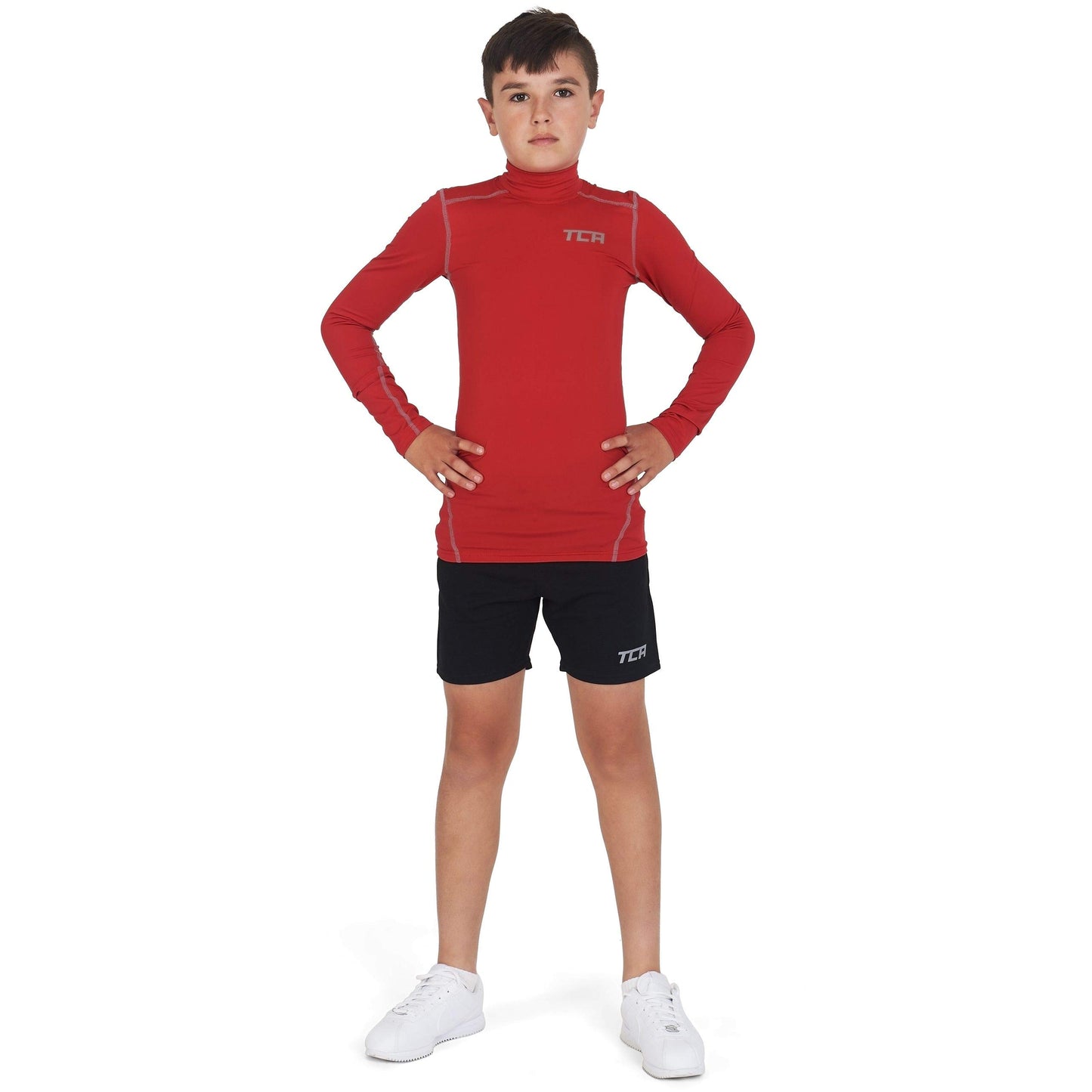 TCA Boys' Pro Performance Compression Base Layer Long Sleeve Top - Mock Neck