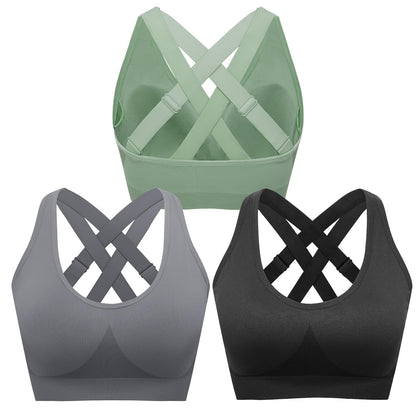 FITTIN Sports Bras for Women Padded: Adjustable Cross Back Seamless Bras Pack for Workout Yoga