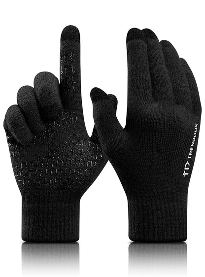 TRENDOUX Soft Warm Touch Screen Winter Thermal Gloves Men Women, Non-slip Grip, Elastic Cuff, Knit Stretchy Material