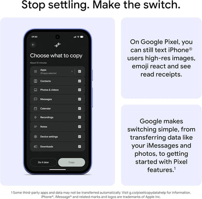 Two phones showing data transfer screen for switching between devices