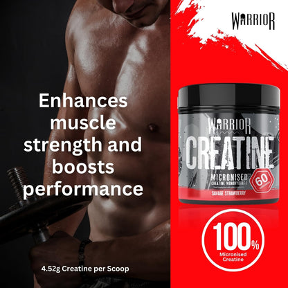 Warrior Creatine Monohydrate Powder 300g – Micronised – Proven to Improve Physical Performance and Recovery, 5g Servings (Unflavoured)