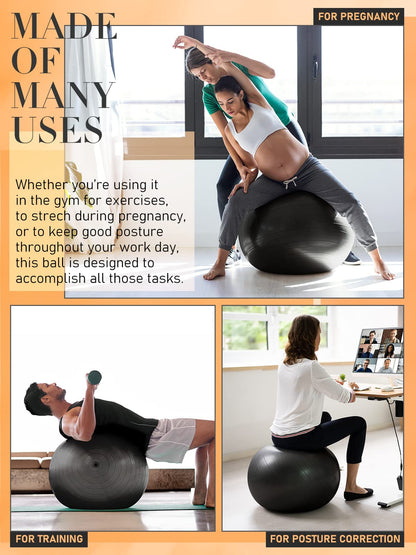 PhysKcal Gym Ball 55-85cm Exercise Swiss Ball