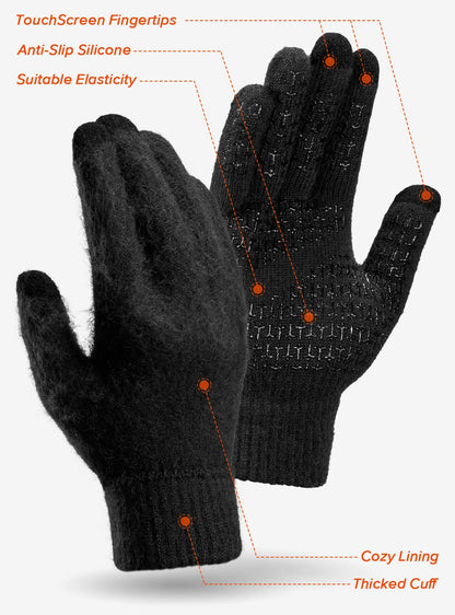 TRENDOUX Soft Warm Touch Screen Winter Thermal Gloves Men Women, Non-slip Grip, Elastic Cuff, Knit Stretchy Material