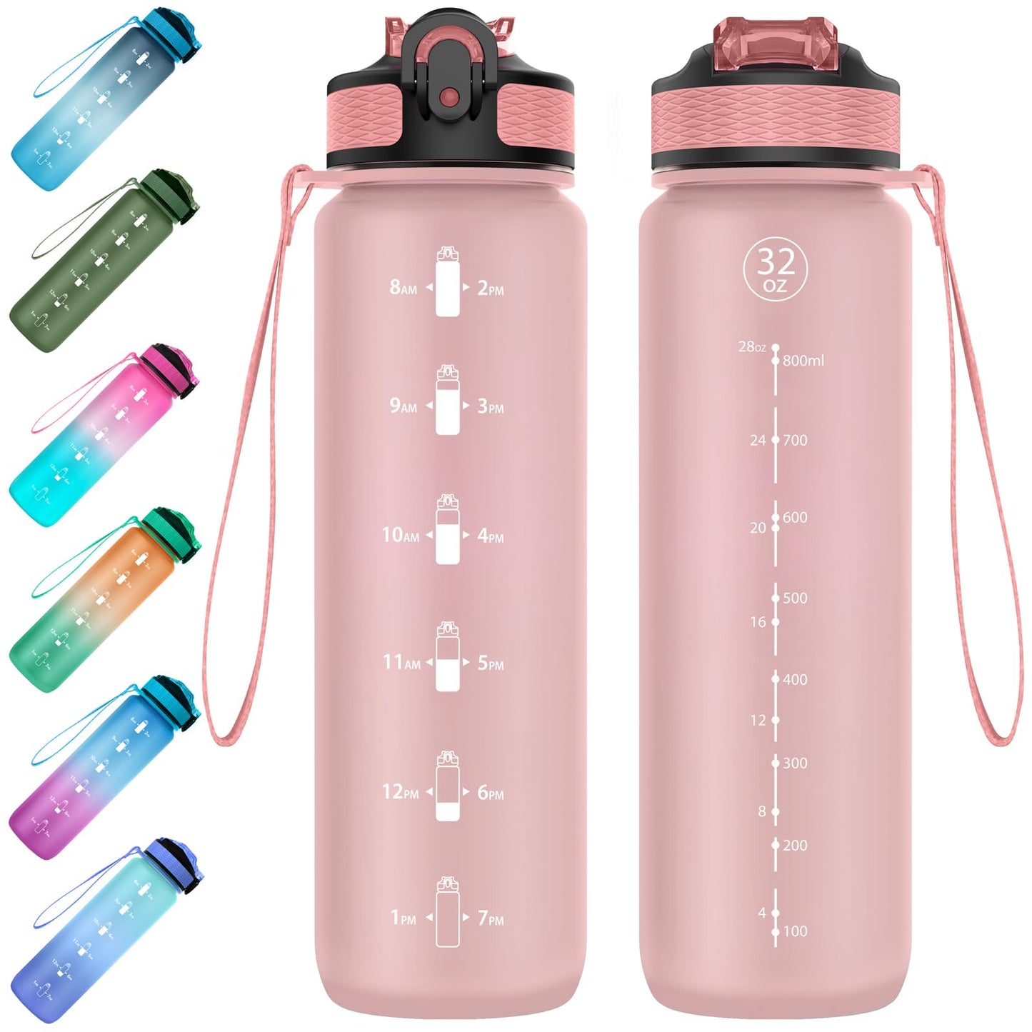 EYQ 1 L Water Bottle, 1 Litre Water bottle with Straw, Leak-Proof, Tritan BPA-Free, Motivational Water Bottle with Time Marker, Sports Drinks Bottle for Fitness, School, Gym, Outdoor Sports