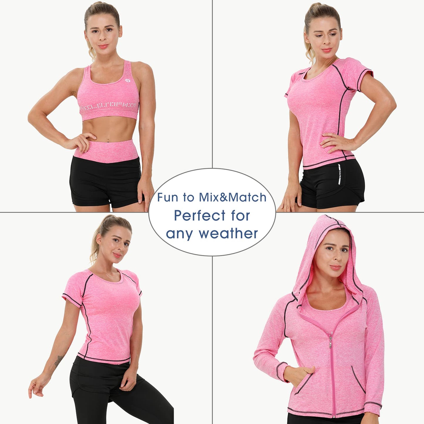 Women's 5pcs Yoga Suit Ladies Workout Outfit Sportsuits Running Jogging Gym Sweatsuit Women's Activewear Sets Sport Yoga Fitness Clothing