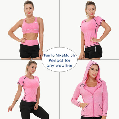 Women's 5pcs Yoga Suit Ladies Workout Outfit Sportsuits Running Jogging Gym Sweatsuit Women's Activewear Sets Sport Yoga Fitness Clothing