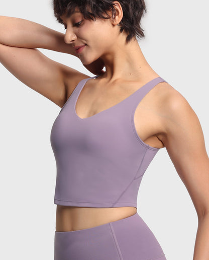 THE GYM PEOPLE Womens' Sports Bra Longline Wirefree Padded with Medium Support