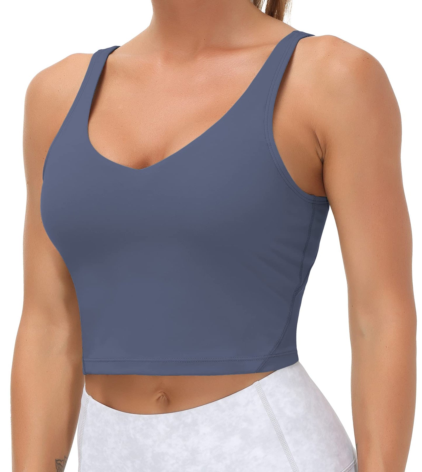 THE GYM PEOPLE Womens' Sports Bra Longline Wirefree Padded with Medium Support