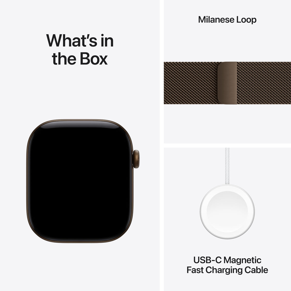 Apple Watch Series 12 GPS smartwatch with Milanese Loop strap and USB-C fast cable