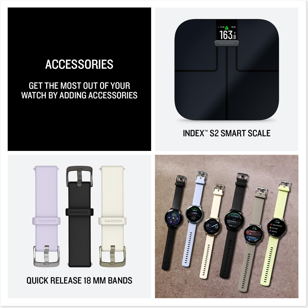 Quick-release 18 mm watch bands set with multiple strap colors