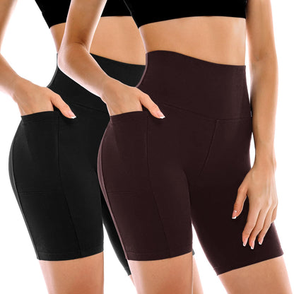 2 Pack Womens Biker Shorts with Pockets