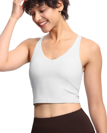 THE GYM PEOPLE Womens' Sports Bra Longline Wirefree Padded with Medium Support