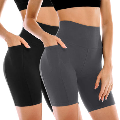 2 Pack Womens Biker Shorts with Pockets