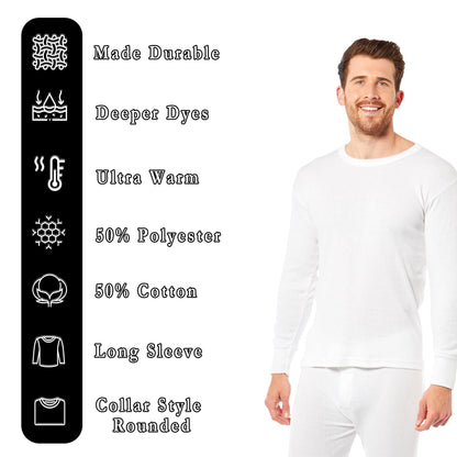 Heatwave® Pack of 2 Men's Thermal Long Sleeve Top, Warm Underwear Baselayer, S M L XL XXL Thermals