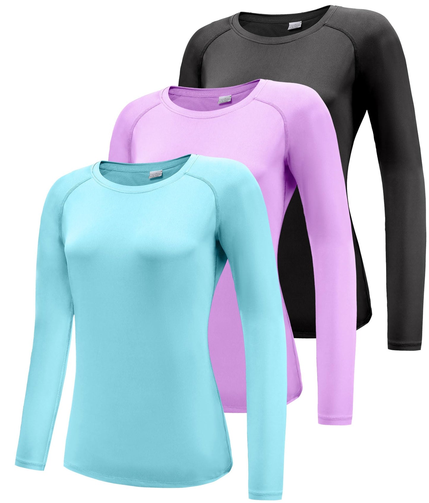 Boyzn Women's 3 Pack Short/Long Sleeve Workout Running Shirts, UPF 50+ Sun Protection Shirts, Athletic Exercise Gym T-Shirts