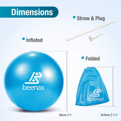 Beenax 23cm Soft Pilates Ball - 9 Inch Exercise, Mini Barre, Gym Ball