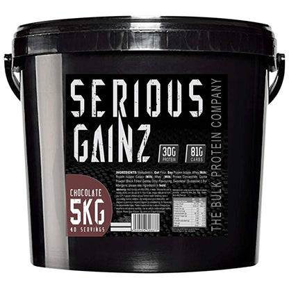 The Bulk Protein Company, SERIOUS GAINZ - Whey Protein Powder - Weight Gain, Mass Gainer - 30g Protein Powders (Strawberry, 5kg)