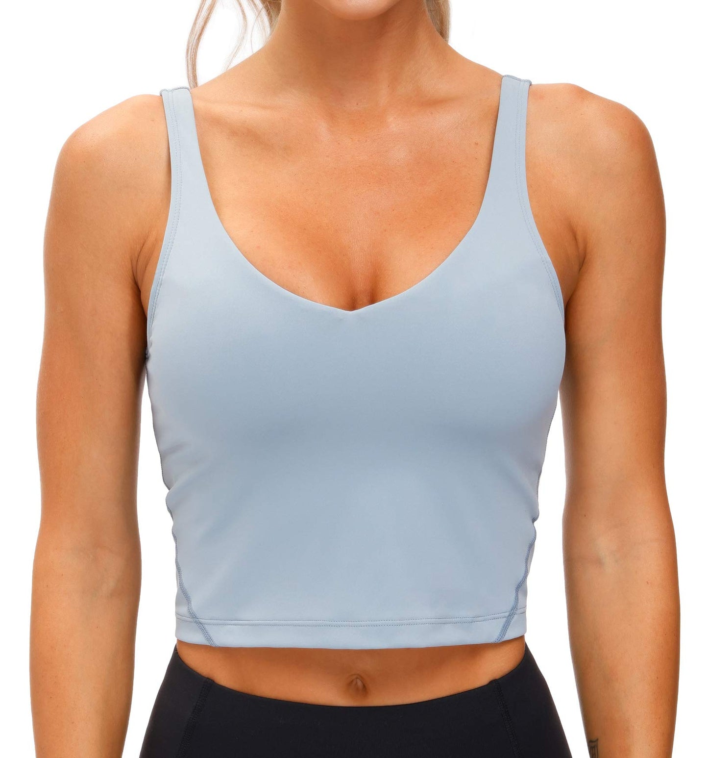 THE GYM PEOPLE Womens' Sports Bra Longline Wirefree Padded with Medium Support