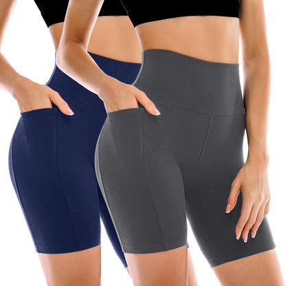 2 Pack Womens Biker Shorts with Pockets