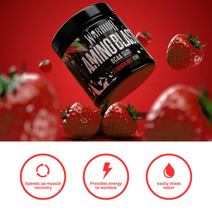 Warrior Amino Blast 270g – BCAA Powder – Branched Chain Amino Acids Supplement, Intra Workout & Recovery, Energy Drink – 30 Servings (Strawberry Kiwi)