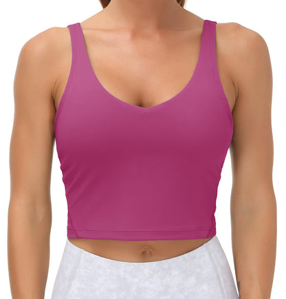 THE GYM PEOPLE Womens' Sports Bra Longline Wirefree Padded with Medium Support