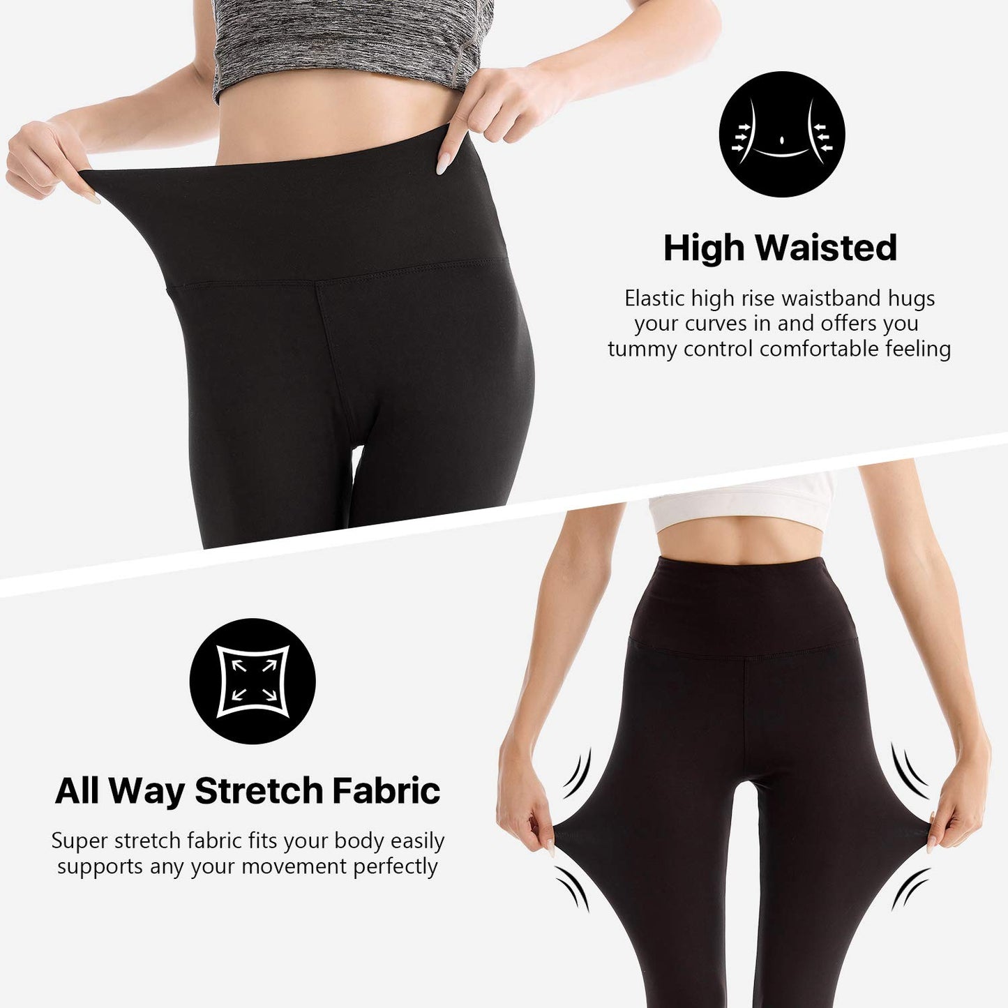 SINOPHANT High Waisted Leggings for Women, Buttery Soft Elastic Opaque Tummy Control Leggings, Plus Size Workout Gym Yoga