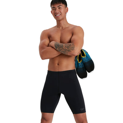 Speedo Men's ECO Endurance + Jammer Swimming Trunks, Chlorine Resistance, Recycled Fabric, Comfort Fit, Swim Training, Fitness, Black, 30