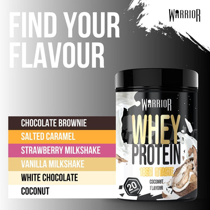 Warrior Whey Protein Powder 500g - Up to 36g* Protein per Shake – Low Sugar - Muscle Growth and Recovery Drink - Amazing Taste - 20 Servings - GMP Certified (Double Chocolate)