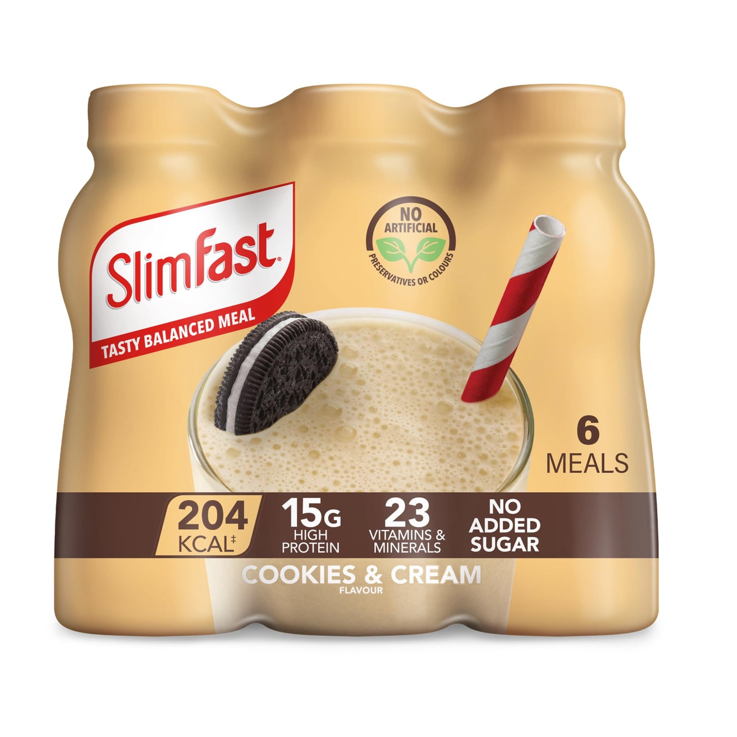 SlimFast Ready To Drink Shake, Cafe Latte Flavour, 325 ml (Pack of 6)