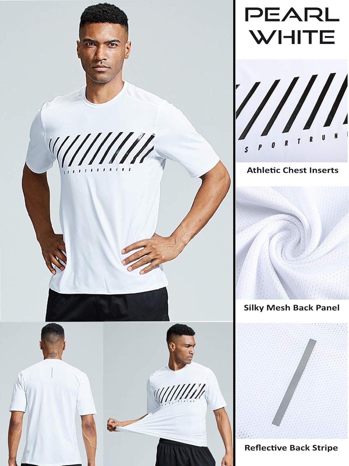 Liberty Imports 5 Pack Men’s Active Quick Dry Crew Neck T Shirts | Athletic Running Gym Workout Short Sleeve Tee Tops Bulk