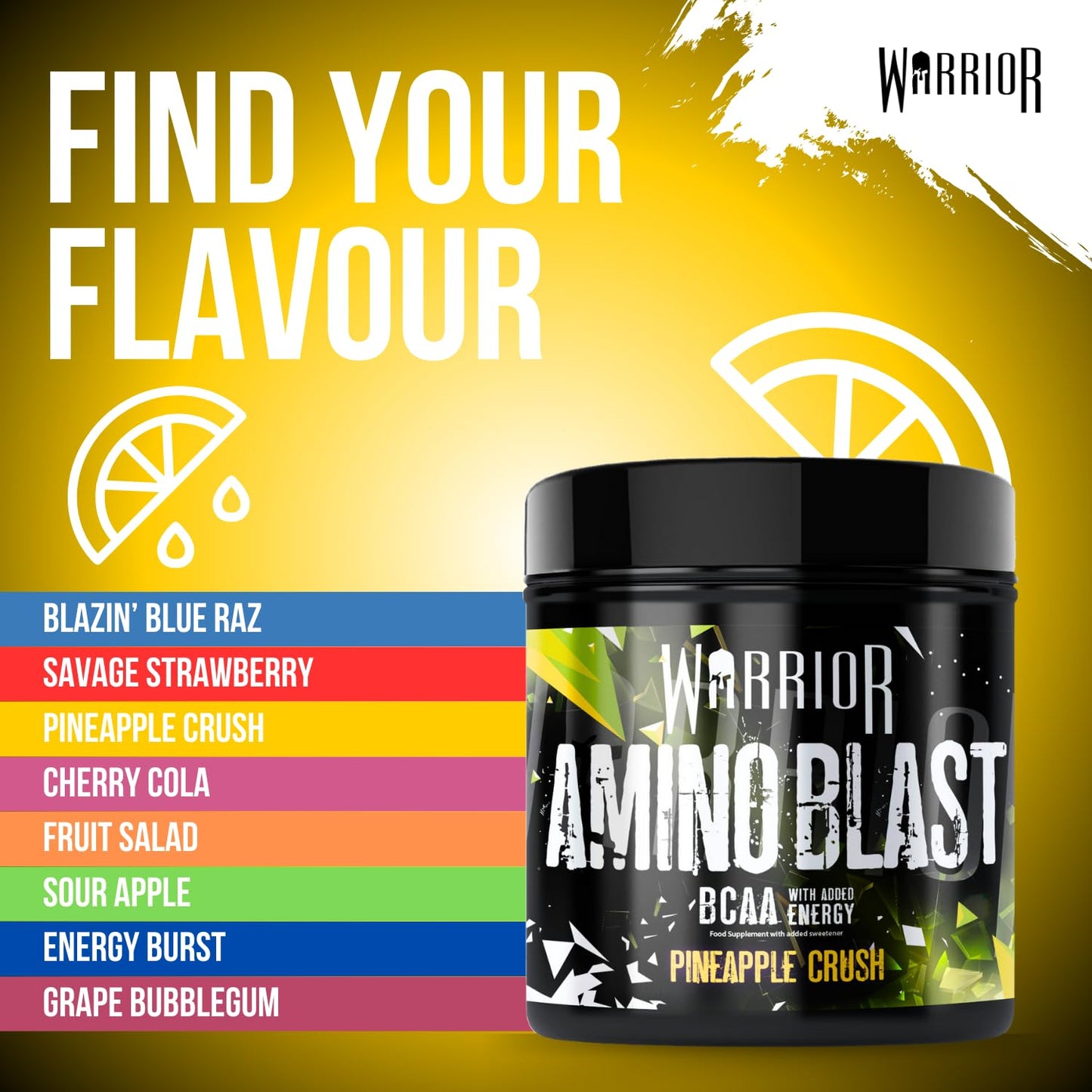 Warrior Amino Blast 270g – BCAA Powder – Branched Chain Amino Acids Supplement, Intra Workout & Recovery, Energy Drink – 30 Servings (Strawberry Kiwi)