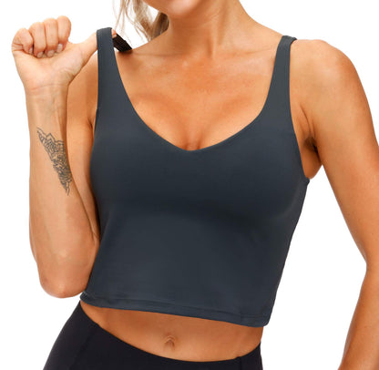 THE GYM PEOPLE Womens' Sports Bra Longline Wirefree Padded with Medium Support