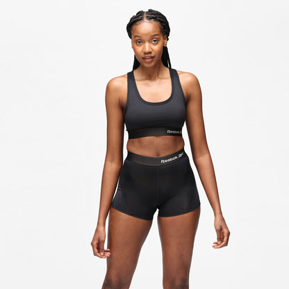 Women’s Reebok Steffi Crop Top, Stretch Cropped Sports Top with Racer Back - Black