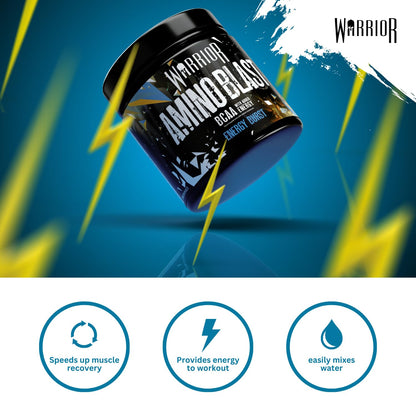 Warrior Amino Blast 270g – BCAA Powder – Branched Chain Amino Acids Supplement, Intra Workout & Recovery, Energy Drink – 30 Servings (Strawberry Kiwi)