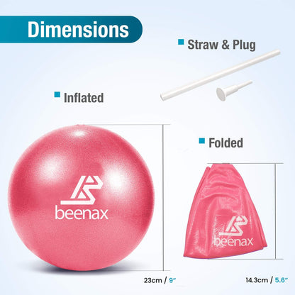 Beenax 23cm Soft Pilates Ball - 9 Inch Exercise, Mini Barre, Gym Ball