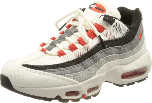 NIKE Mens Air Max 95 Sneaker, Summit White Chile Red Off Noir, 3.5 UK
