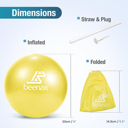 Beenax 23cm Soft Pilates Ball - 9 Inch Exercise, Mini Barre, Gym Ball